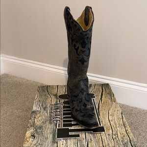 Corral Metallic Grey/Black Stingray Inlay Cowgirl Boots